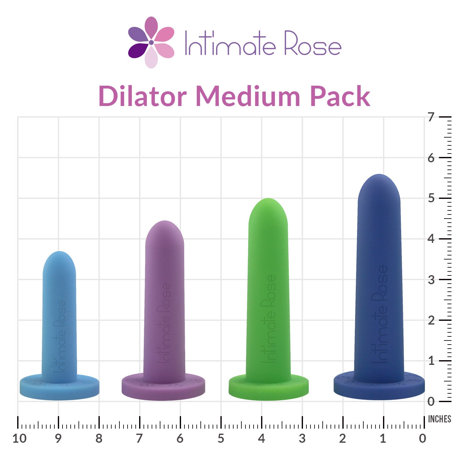 Intimate Rose Silicone Dilators for Women & Men Graduated from Small to Large Dilator Set to