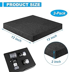 2 Pcs Polyurethane Foam Sheet,12x12x2 Inch Cuttable