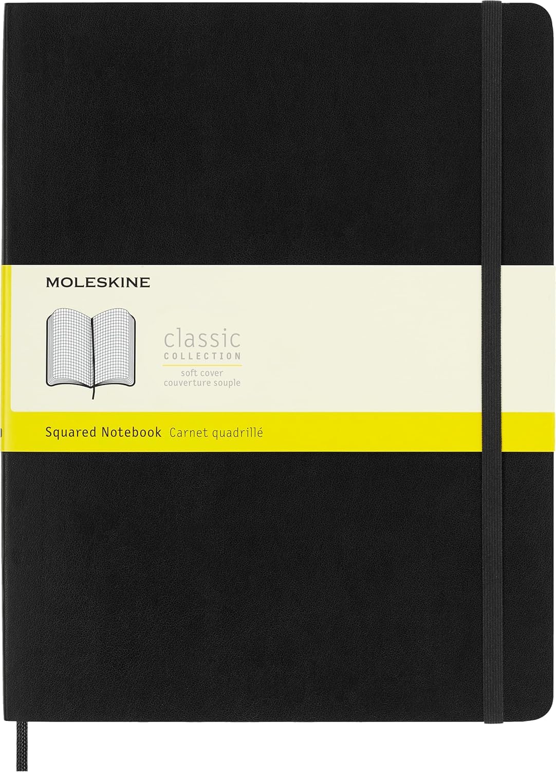 Moleskine - Classic Squared Paper Notebook - Soft Cover and Elastic Closure Journal - Color Black - Size Extra Large 19 x 25 A4 - 192 Pages
