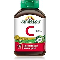 Jamieson Vitamin C 1,000 mg Timed Release Caplets, Supports Immune Health, Strong Teeth and Bones. Gradual Release of Vitamin