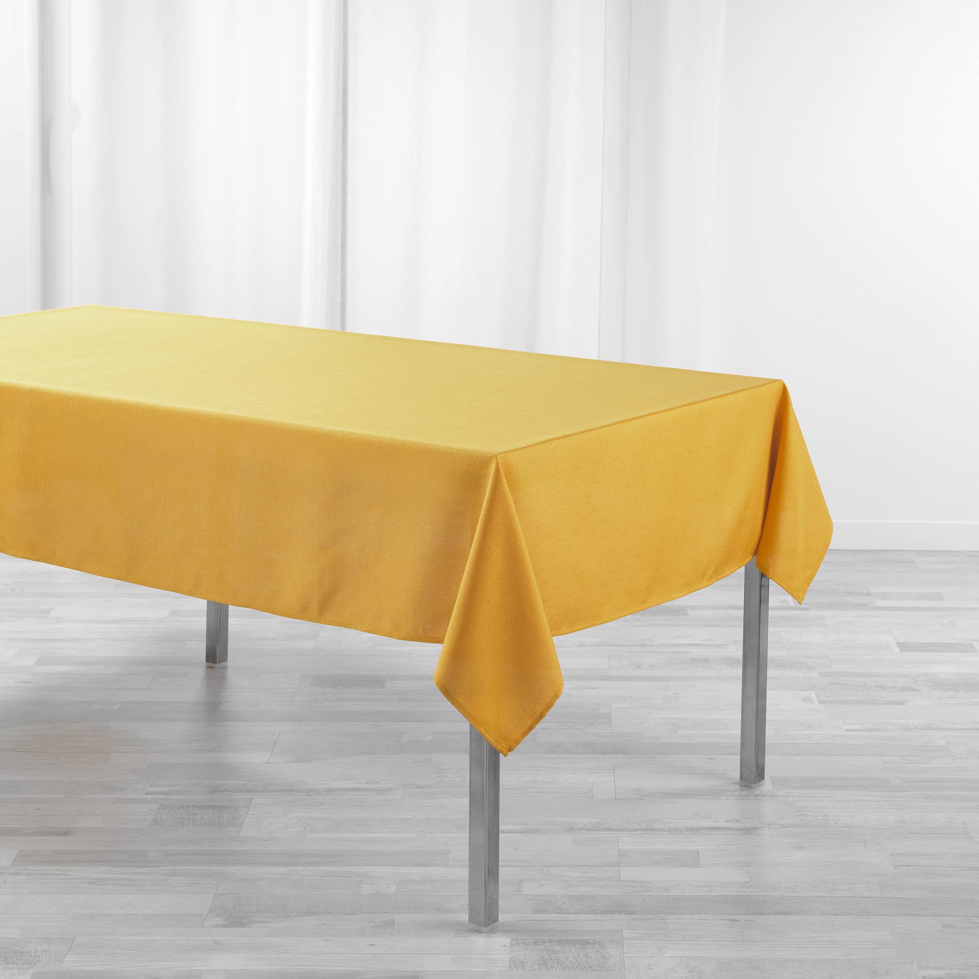 Douceur d'Intérieur Rectangular Tablecloth 140 x 250 cm Newton Mustard Chambray Coated
