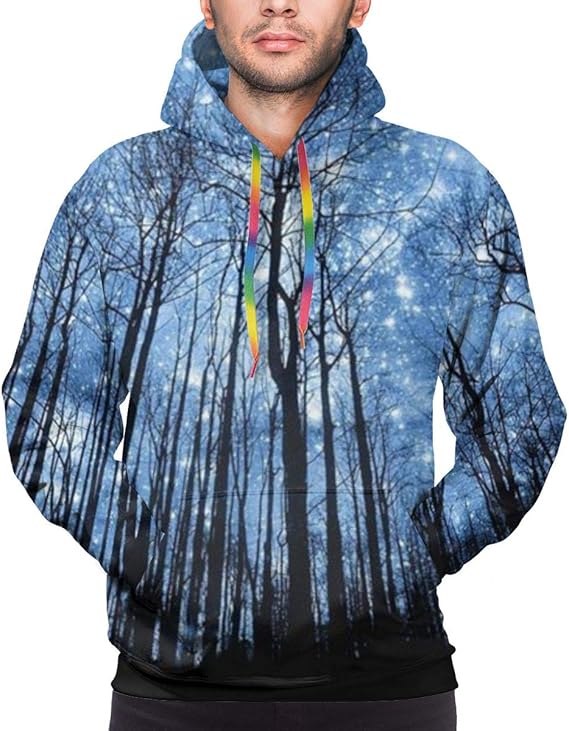 Amazon Co Jp 星空の下の森 メンズ パーカー 3dプリント プルオーバー スウェットシャツ 長袖 フード付 大人 若者 カジュアル スポーツ 服装 春 秋 冬 服 ファッション小物