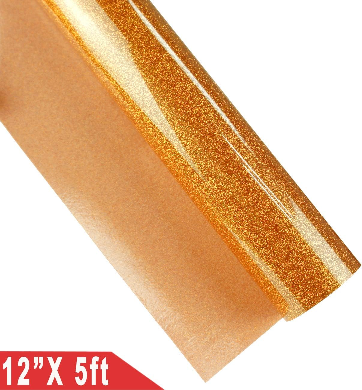 Glitter HTV Iron on Vinyl 30.5x152cm Heat Transfer Vinyl Roll DIY T-Shirt, Bags and Other Fabrics (Glitter Orange)