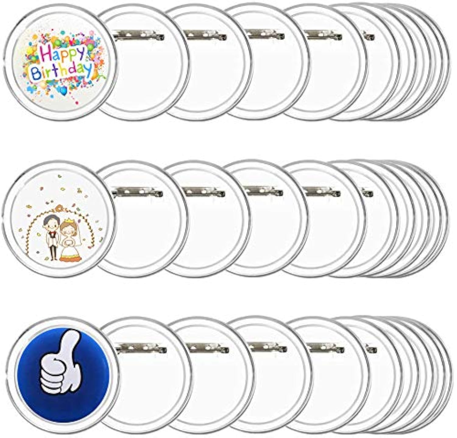 FOGAWA 30Pcs Make Your Own Badges Button Badge Clear Button Pin Badges Kit Acrylic Design 6cm for DIY Children's Paper Crafts Party Gifts Clothes Bag Fillers Children's Day Gifts
