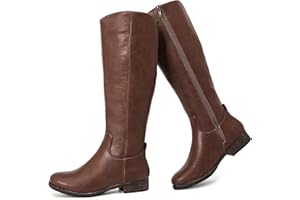 Ruiee Women's Knee High Boots - Stylish and Comfortable Round Toe Flat Tall Casual Riding Combat Boots with Side Zipper Closure for Fall and Winter Wear for Women.