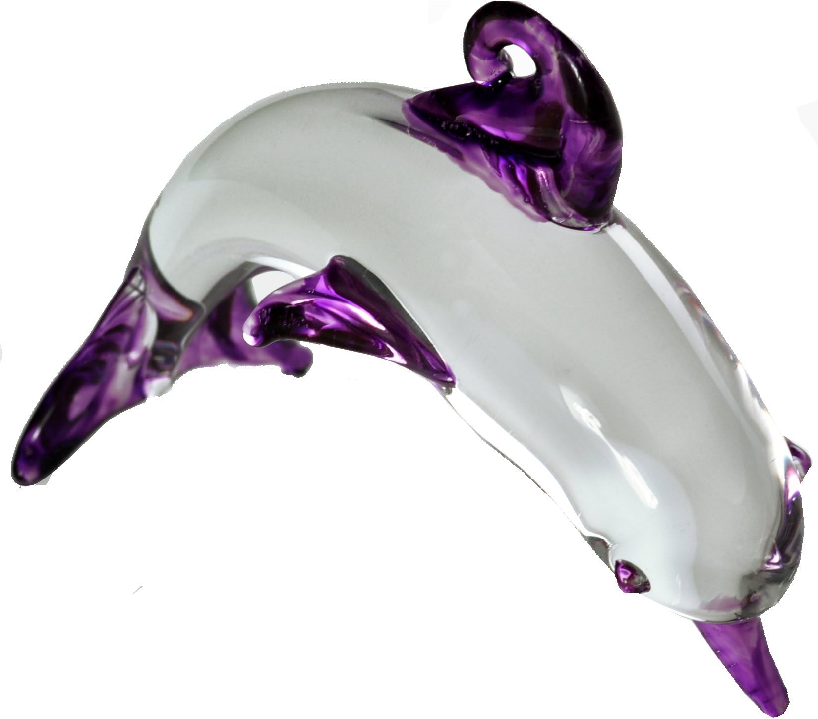 Young USA Crystal Castle Glass Blown Hanging Dolphin Figurine (Purple)