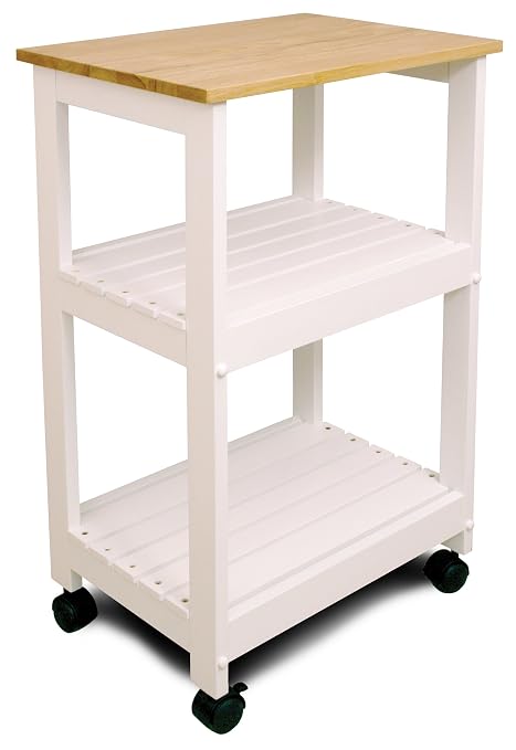 Catskill Craftsmen Utility Kitchen Cartmicrowave Stand White Base With Natural Top
