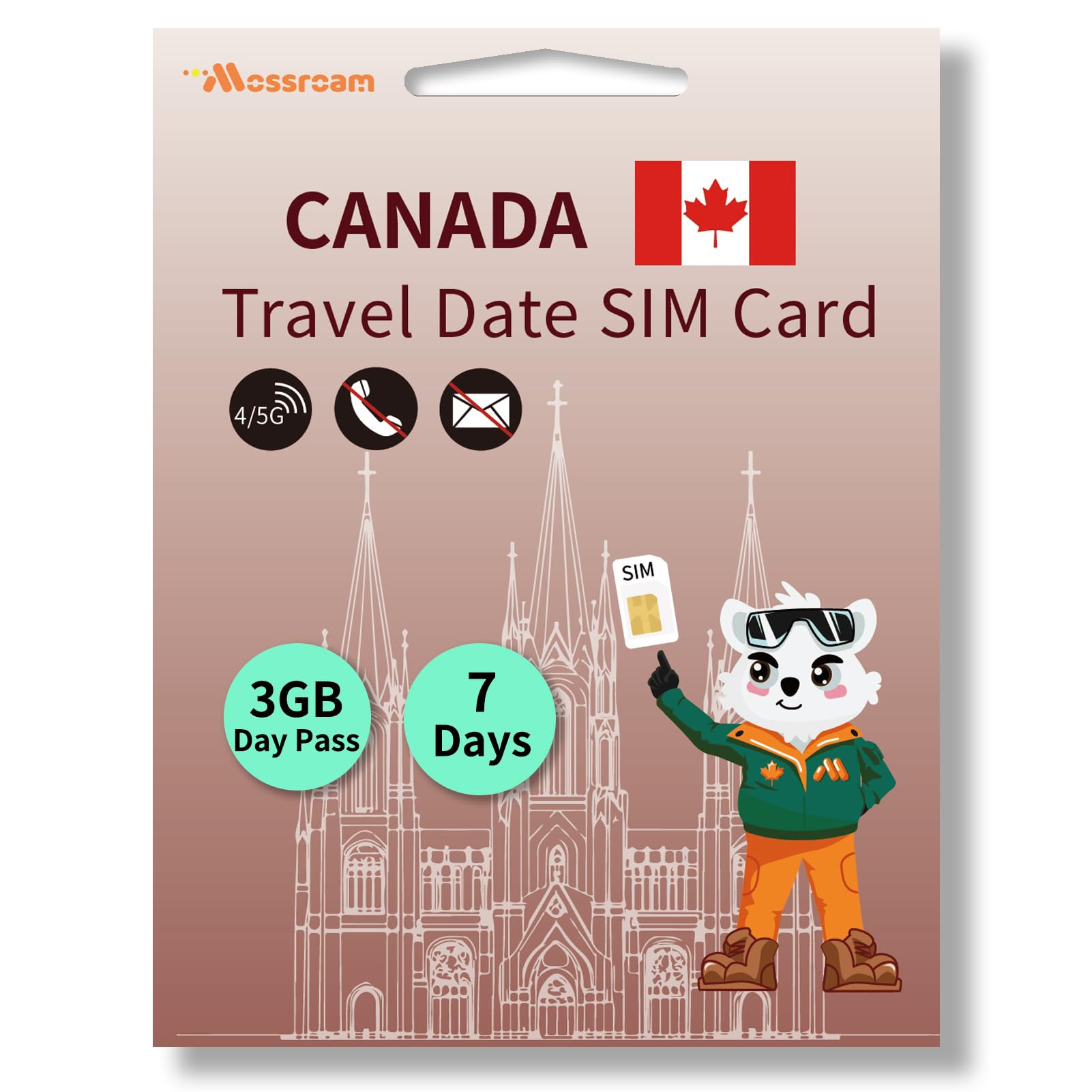Photo 1 of SIM Card for Canada Travel - 3GB Prepaid Data for 7 Days - 5G/4G LTE Speeds - Plug & Play - No Roaming, No Contracts