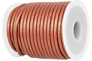 GENIQUE Real/Genuine Round Leather String Cord for Necklace, Bracelets, Jewellery, Braiding (3mm, Copper)
