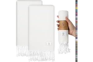 Ossano Turkish Classic Hand Towel Set of 2 - Decorative and Quick Dry Towels for Kitchen and Bathroom - Versitale - Tea, Drying, Hand, Dish, Guest, Face, Soft Towels (30"x18") - Ecru