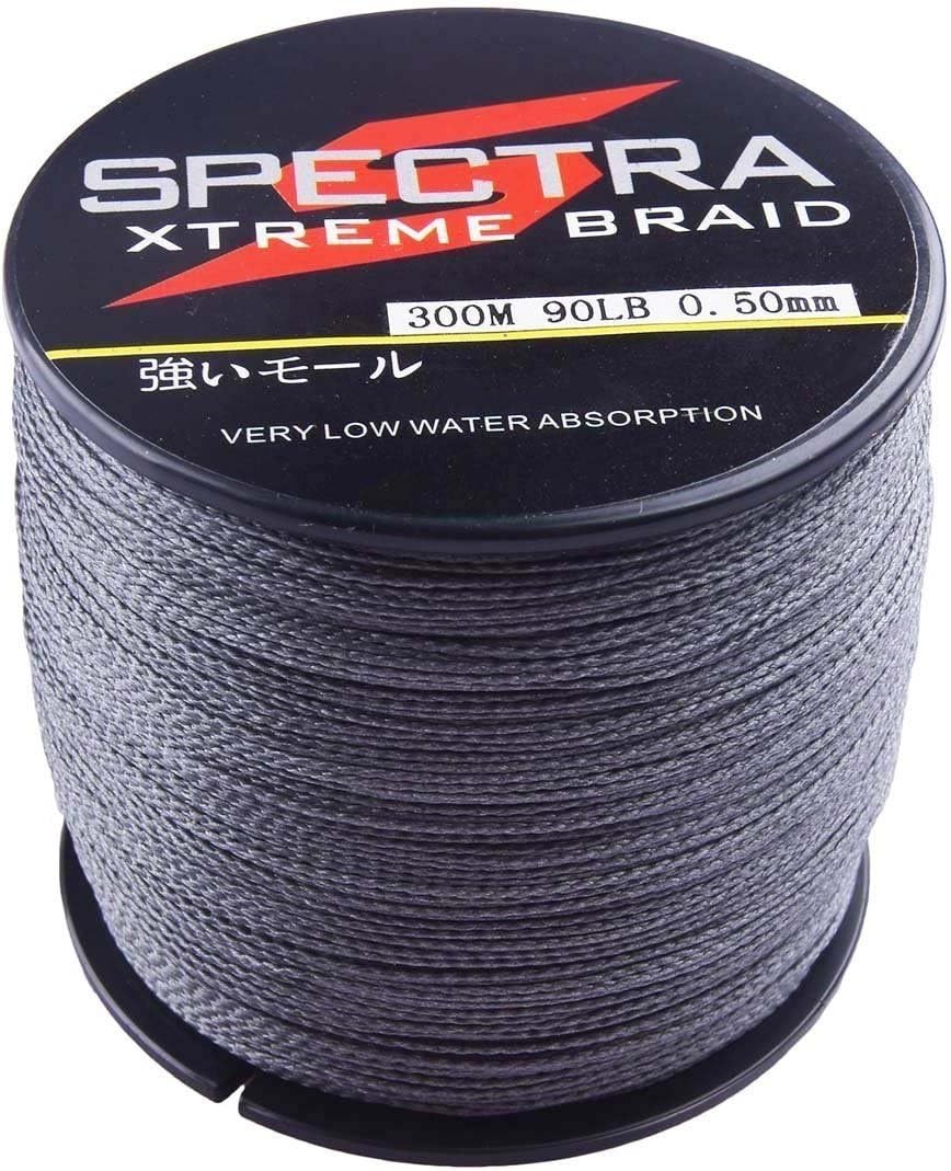 Spectra Gray Braided Fishing Line-4 Strands Super Strong PE Fishing Wire Multifilament Fishing String Ultra Power 6LB-300LB Heavy Tensile for Saltwater & Freshwater Fishing