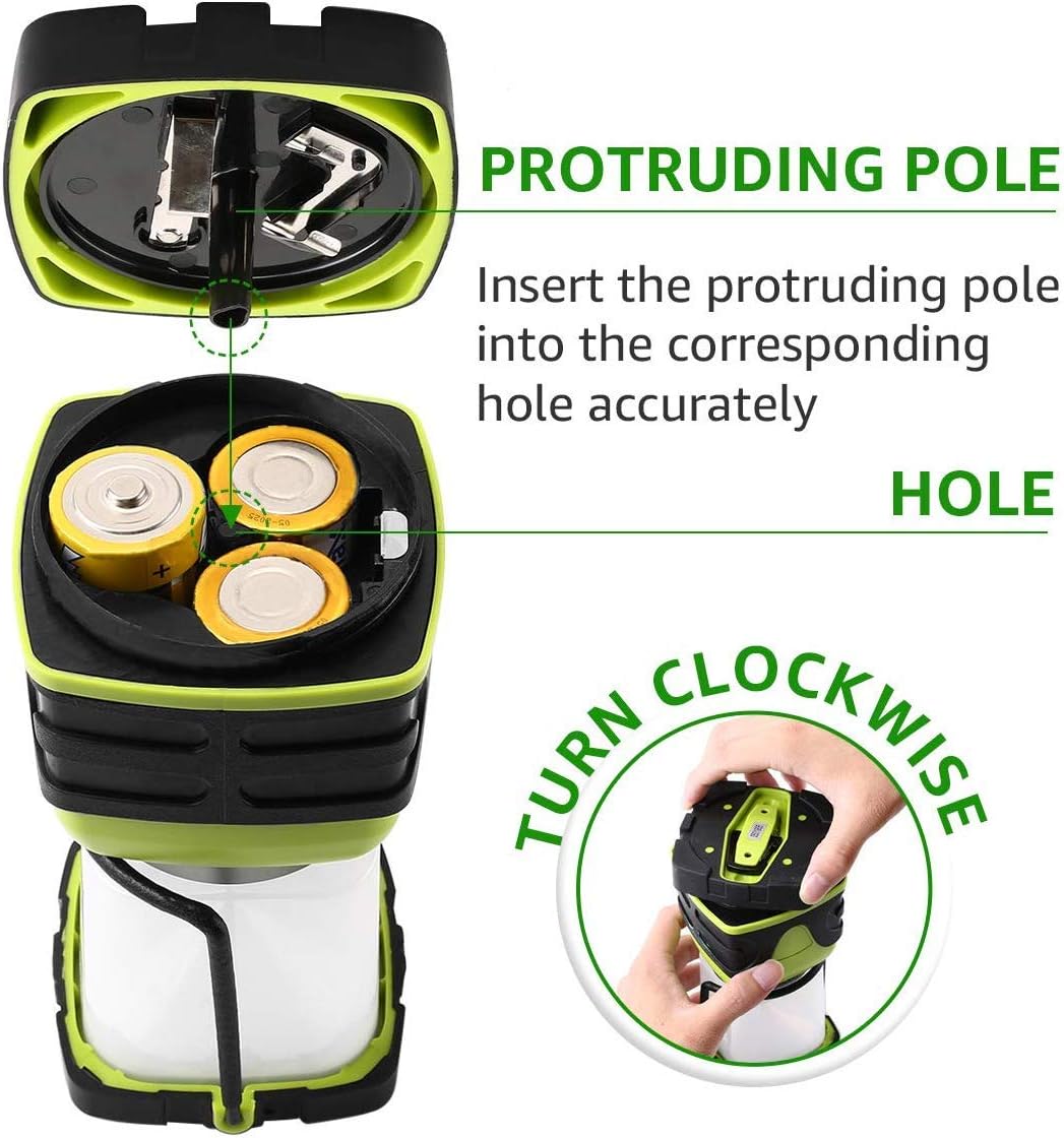 LE LED Camping Lantern, Battery Powered LED with 1000LM, 4 Light Modes, Waterproof Tent Light, Perfect Lantern Flashlight for Hurricane, Emergency, Survival Kits, Hiking, Fishing, Home and More: Sports & Outdoors