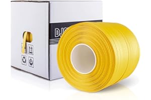 DJSUNPACKING Poly Strapping,Heavy Duty Pallet Strapping Kit,1000'×1/2" Polypropylene Strapping Roll,300lbs Break Strength Yellow Packaging Strapping Banding
