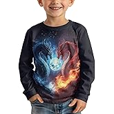 Dremagia Boys Long Sleeve Shirts 3T-16T Crewneck Shirt, Loose Fit