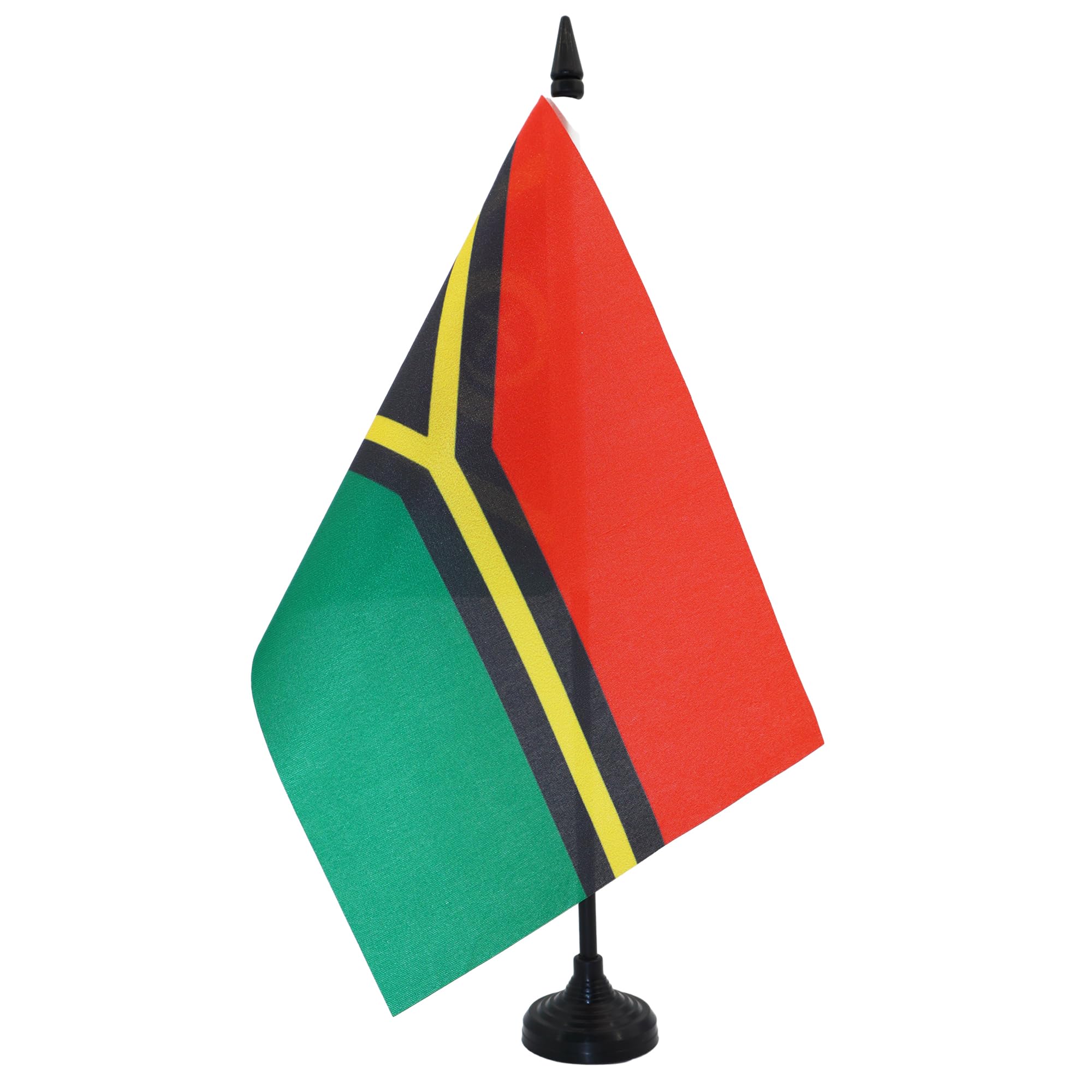 AZ FLAG Vanuatu Table Flag 5'' x 8'' - Vanuatu Office Decoration 100% Polyester 21 x 14 cm - Mini Desk Flag with Pole and Black Plastic Base โ image 1