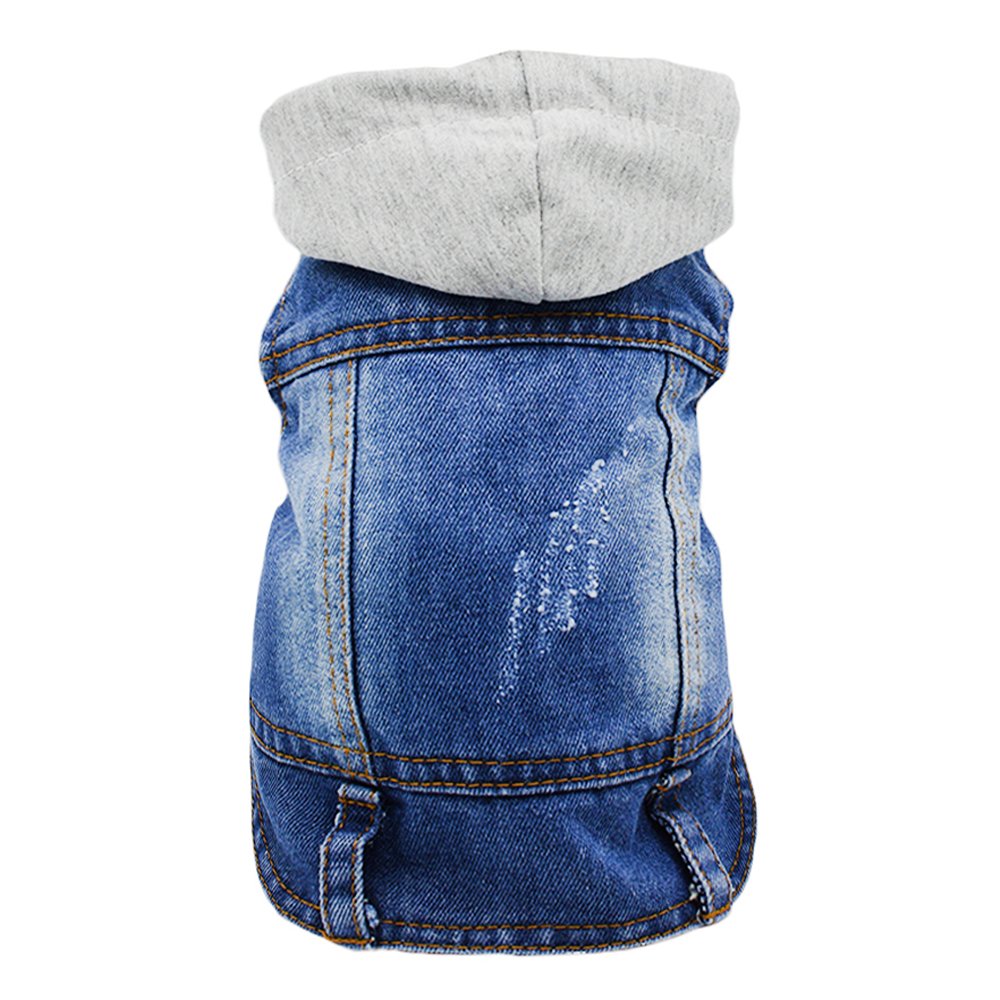SILD Pet Clothes Dog Jeans Jacket Cool Blue Denim Coat Small Medium