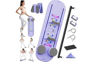 ECOGOU Pilates Board, Pilates Reformer Set, 7 in 1 Portable Pilates Reformer with Timer, Foldable Pilates Board for Home Workout, Multifunctional Pilates Equipment for Women/Men (Purple)