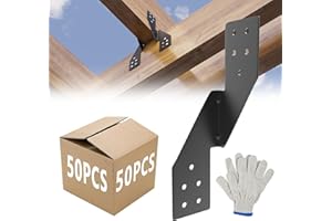 OSCORNA (50pcs) 16-Gauge Thick Hurricane Straps, Black Powder-Coated Rafter Ties, Heavy Duty Right Rafter Brackets, Strong Hurricane Clips, Tie Brackets for House, Roof Trusses, Shed, Building (Right)