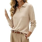 Kate Kasin 2026 Women's Wool Blend Sweaters, Long Sleeve Polo Shirts, V Neck Knitted Fall Tops