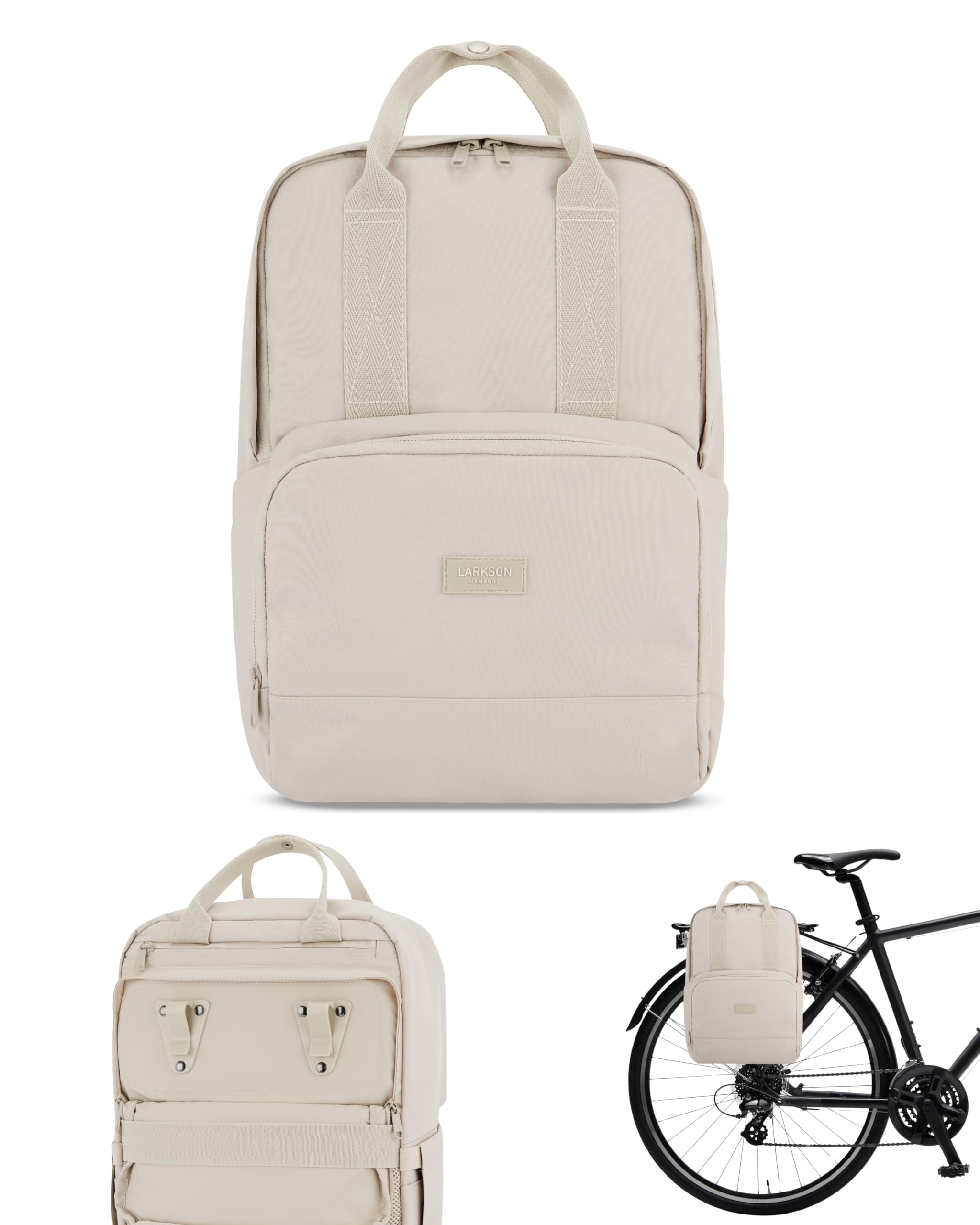 LARKSON Bike Pannier Bag for Bicycles Grey - No 6 Bike - 2 in 1 Cycling Backpack & Rear Rack Bag - Cycle Rucksack - Water-Repellent