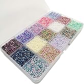 Chenkou Craft 12000pcs 2.8mm Assorted 15 Gradient Colors No Hole Round Ball Bead Scrapbooking Craft DIY Beads Decoration + Plastic Box (Gradient Colors, 2.8mm)