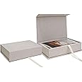 Vienrose Linen 4" x 6" Photo Cases and Postcard Keeper Storage Container Box 1Pcs for Photo, Postcard, Decorative Paper, Beige