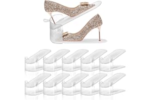 FENRUNXU Shoe Slots Organizer for Closet, 12 Pack Clear Shoe Stacker for a Pair of Shoes Adjustable Shoes Holder Organizer for Closet Space Saver Storage,Clear