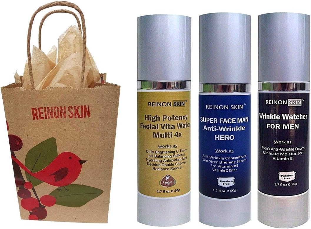 [REinONSkin] Men's Anti-Aging Skincare Set. Best Anti aging Natural Skincare for Men. Watch Now. No Frown Tomorrow. 1.7 fl (50ml)