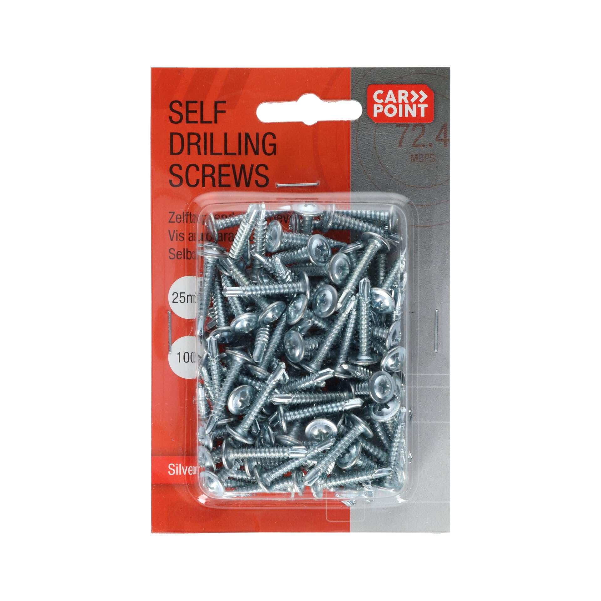CARPOINT 0810009 Self Cutting Screws Set of 100 Silver