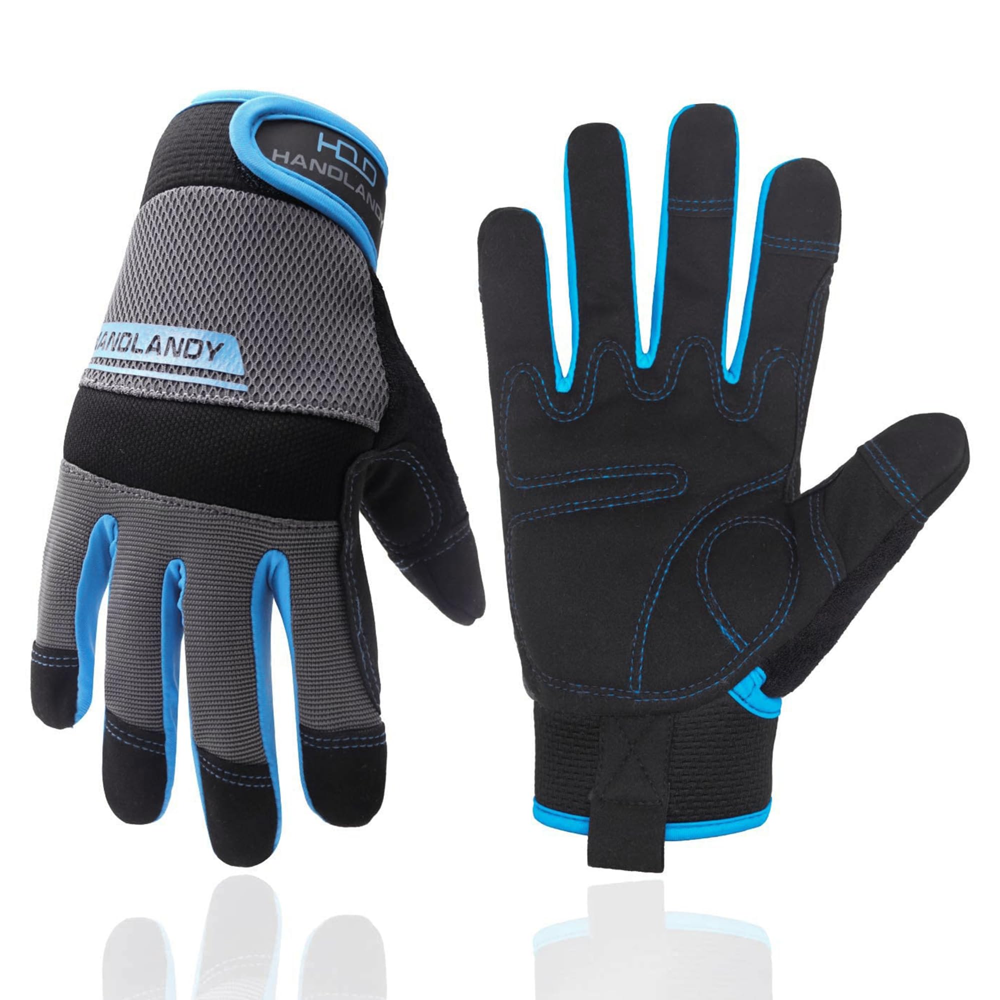 HLDD HANDLANDY UltraLight Safety Work Gloves, Mens & Women Multi-Functional Work Gloves with Extensive Palm Protection, Mechanic Gardening Construction DIY Glove with Touchscreen