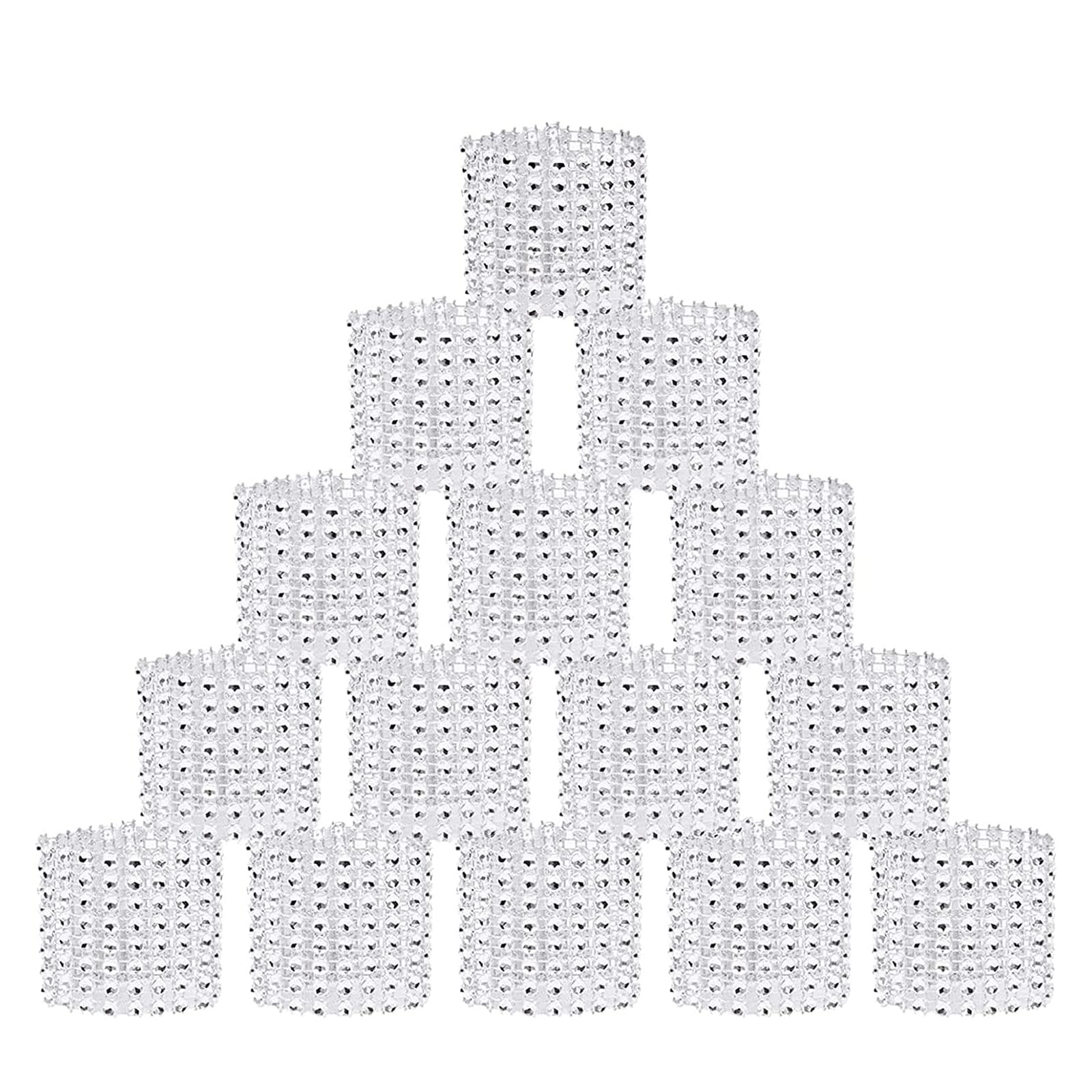 Bling Rhinestone Napkin Rings 20PCS Napkin Holder for Dining Wedding Birthday Christmas Napkin Rings (Silver)