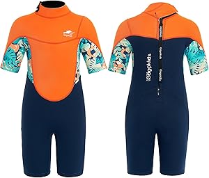 Gogokids Shorty Neoprenanzug Kinder, 2,5mm Neoprenanzüge Rückenreißverschluss Kleinkinder Kurze Nassanzüge Komfort & Wärme, UV Neopren für Schwimmen, Schnorcheln und Surfen, Alter 2-8 Jung Mädchen