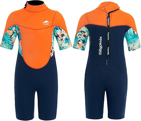 Gogokids Shorty Neoprenanzug Kinder, 2,5mm Neoprenanzüge Rückenreißverschluss Kleinkinder Kurze Nassanzüge Komfort & Wärme, UV Neopren für Schwimmen, Schnorcheln und Surfen, Alter 2-8 Jung Mädchen