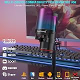 Zealsound KM8 USB Microphone RGB Studio Mic with Gain Mute Noise Cancellation view 2