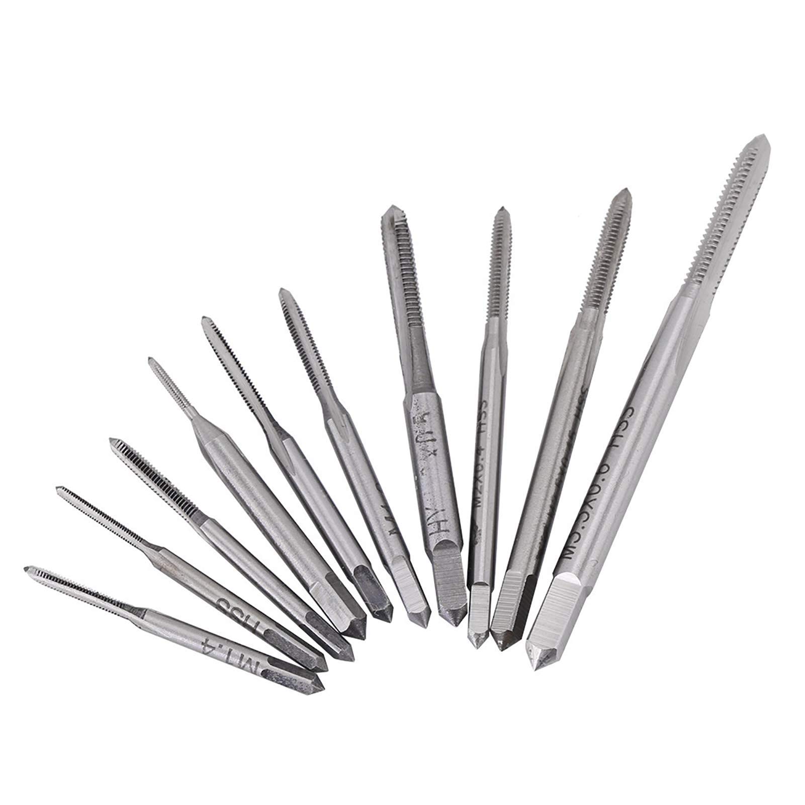 10Pcs Micro Taps Bit, M1-M3.5 HSS Mini Metric Plug Tap Screw Tap Drill Tap Drill Set Tapping Tool, CNC Machine Hand Tap Thread Wire Tapping for Tap and Die Sets