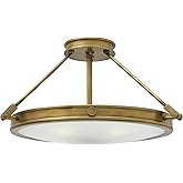Hinkley Collier 3381HB Medium Four-Light Semi-Flush Mount, Decorative Cast Knobs, Hinges, and Stems, Mid-Century Style, Herit