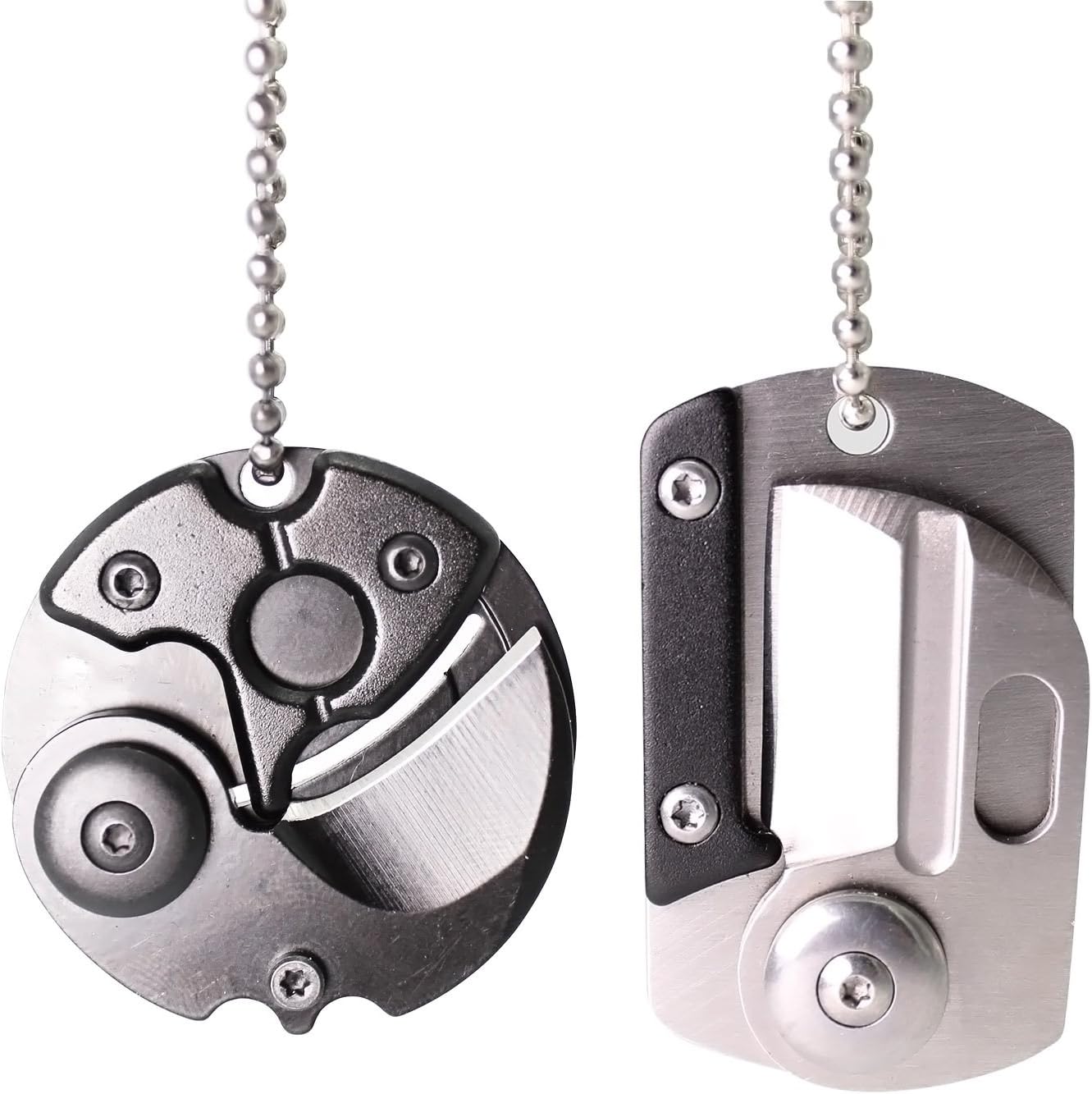 GOODOOR Coin Shape Folding Keychain Knife and Mini Pocket EDC Knife (2PACK) (Black)