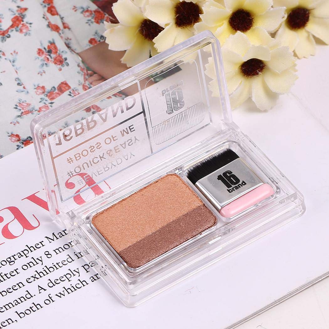 KOKOBUY 2 Colors Lazy Eyeshadow Powder Waterproof Shimmer Makeup Palette With Brush