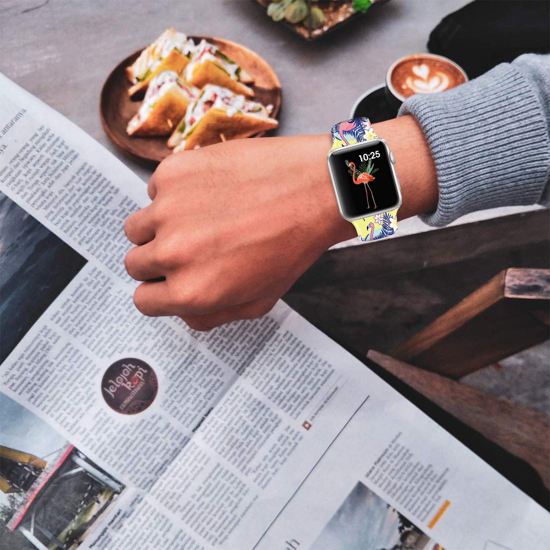 Sunflower Smartwatch Bands Silicone Strap Compatible with Series 5 4 3 2 1 38mm 40mm or 42mm 44mm Pineapple Flamingo Pink Leopard Cactus (Pineapple Flamingo, 38/40)