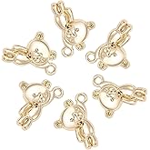 KitBeads Golden Bear Charms - 100pcs Kawaii Hanging Alloy Cartoon Animal Toy Charms for Jewelry Making