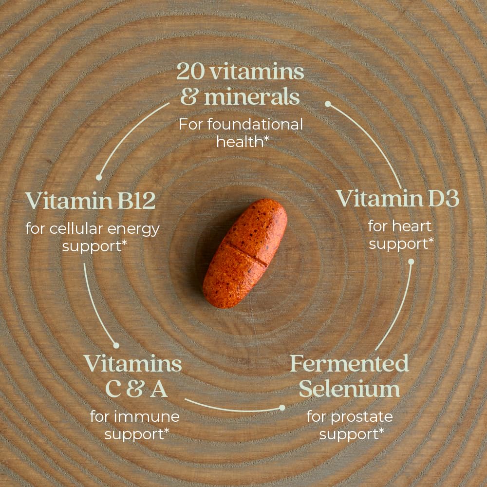 New Chapter Men's Multivitamin 50 Plus for Brain, Heart, Digestive, Prostate & Immune Support with 20+ Nutrients + Astaxanthin - Every Man's One Daily 55+, Gentle on The Stomach - 72 ct