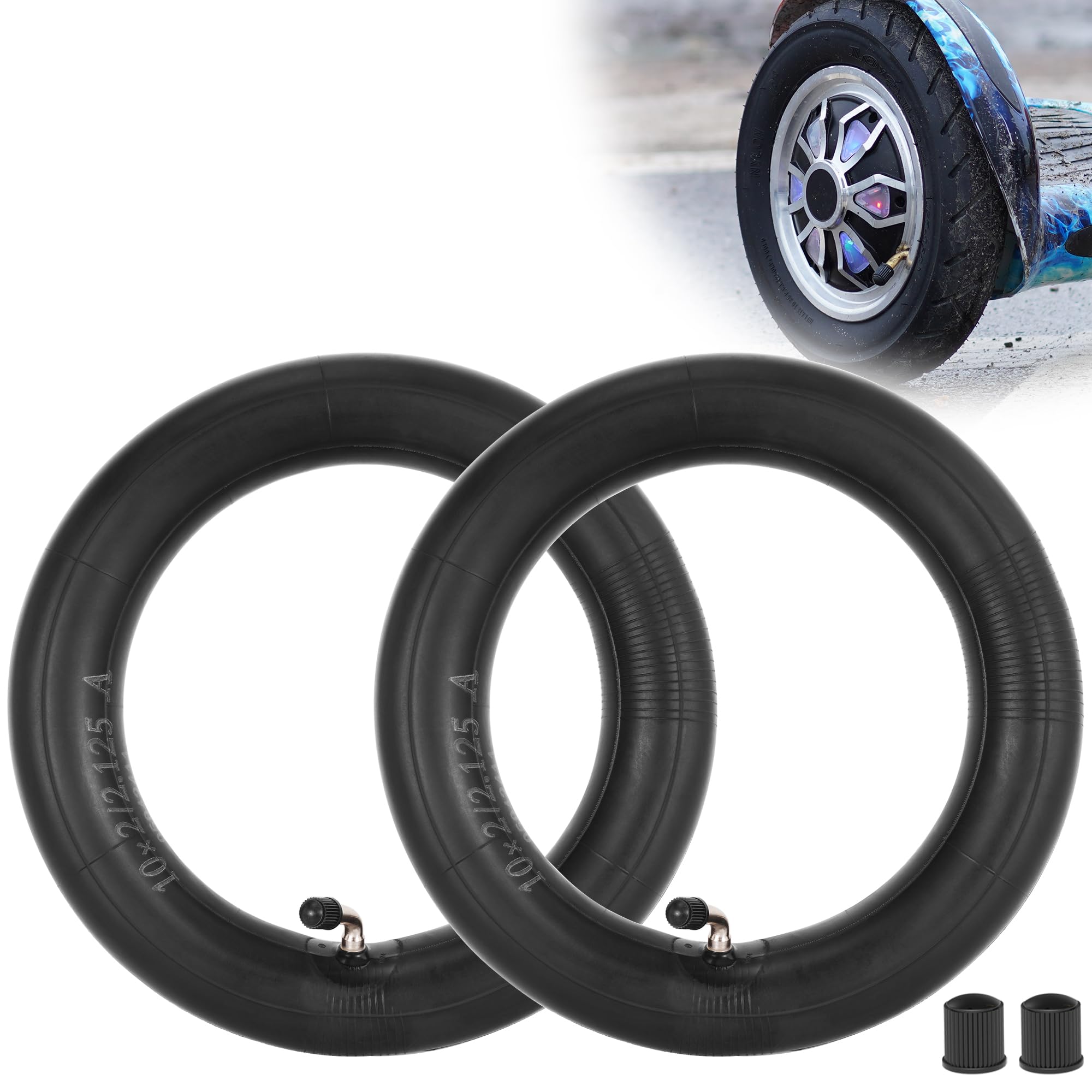 Photo 1 of 10 x 2.125 (10 Inch) Inner Tube Replacement for 2-wheel scooter Electric Scooter Durable Thick Road Bike, TR87 Angled Valve Stem, 2 Pack