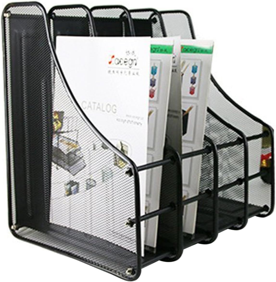 PINZO ™ Alloy Steel 4 Compartment Metal Mesh Document/Magazine/File Holder Rack - Model - 5690
