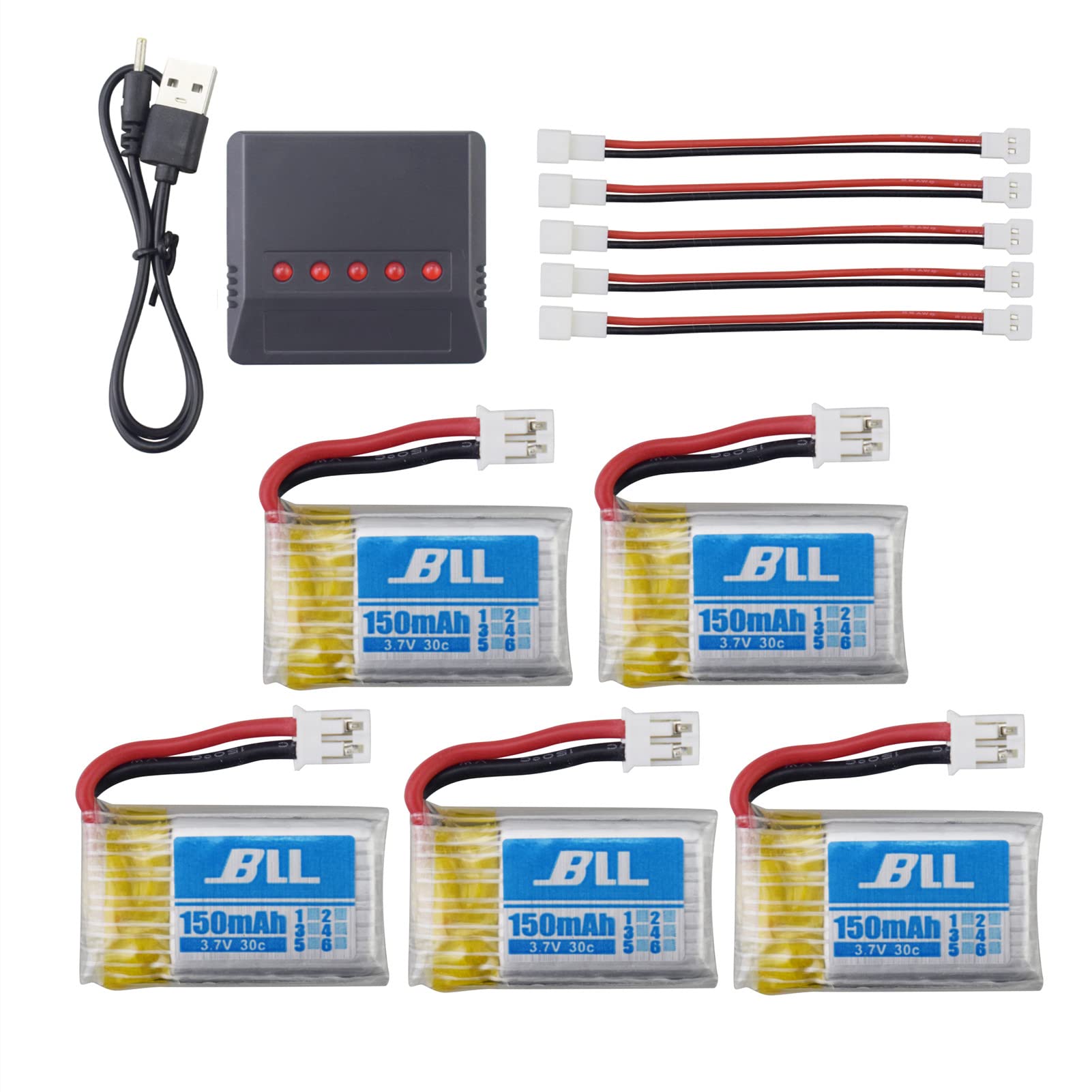 ZYGY 5PCS 3.7V 150mAh Li battery with 5 in 1 Charger for H36 E010 E011 E013 RC Helicopter Drone Lithium Battery Parts