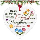 Christian Christmas Ornaments Christian Gifts for Women Religious Bible Verse Inspirational Faith Ornament for Tree Inspirational Birthday Religious Gift for Women Friends Ceramic Hanging Gift