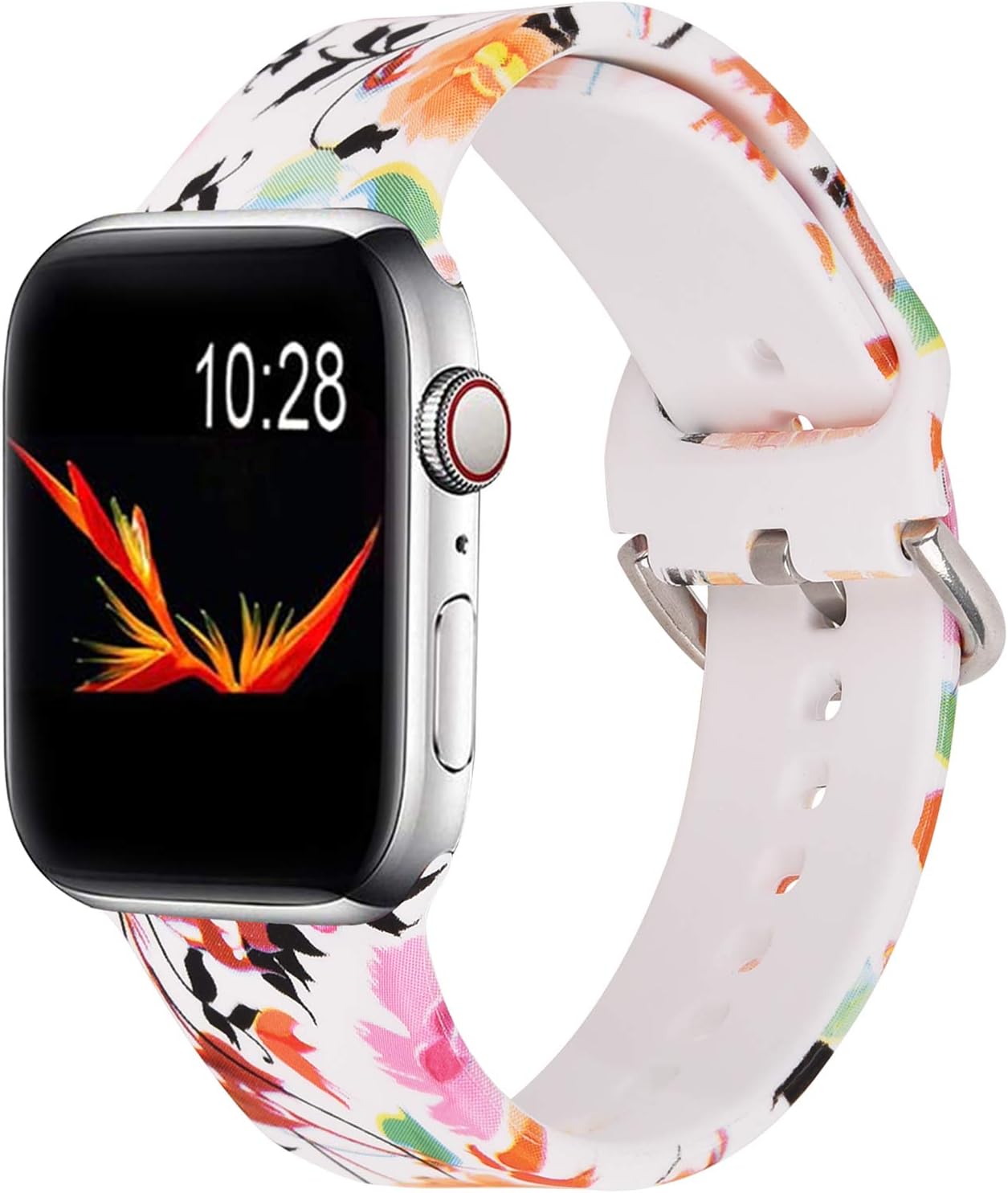 KOREDA Compatible with Apple Watch Band 40mm 38mm, Fadeless Pattern Printed Floral Bands Silicone Replacement Band for iWatch SE & Series 6 & Series 5/4/3/2/1 for Women Men (Ink painting lotus)