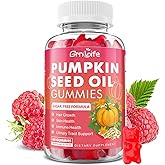 GrnLife Pumpkin Seed Oil Gummies with Saw Palmetto, Organic Pumpkin Seed Oil Supplement for Hair Growth & Skin Health, High Pure Extract for Women Men, Raspberry Flavor, 60 Count
