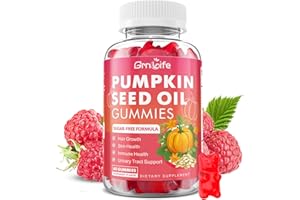 GrnLife Pumpkin Seed Oil Gummies with Saw Palmetto, Organic Pumpkin Seed Oil Supplement for Hair Growth & Skin Health, High Pure Extract for Women Men, Raspberry Flavor, 60 Count