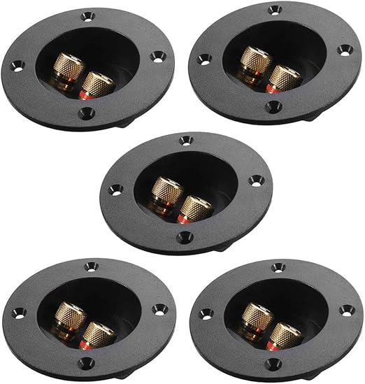 VOSAREA 5Pcs 2- Way Speaker Box Connector Terminal Binding Post Round