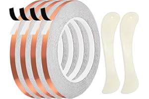 AONUOAO 7/32 Inch Black Lined Copper Foil Tape for Stained Glass and Crafts, 4 Rolls 36 Yards Copper foil Tape for Stained Glass Soldering, Stained Glass Supplies